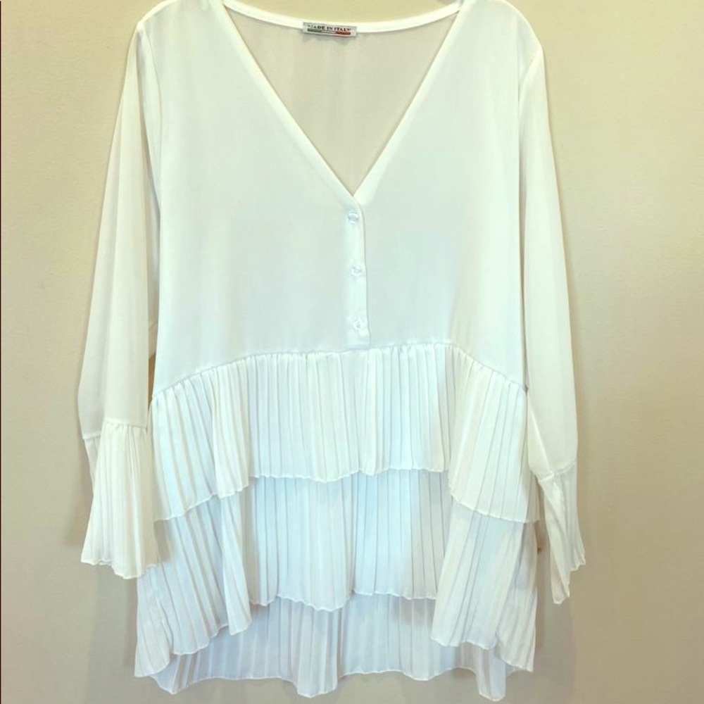White Pleated Blouse